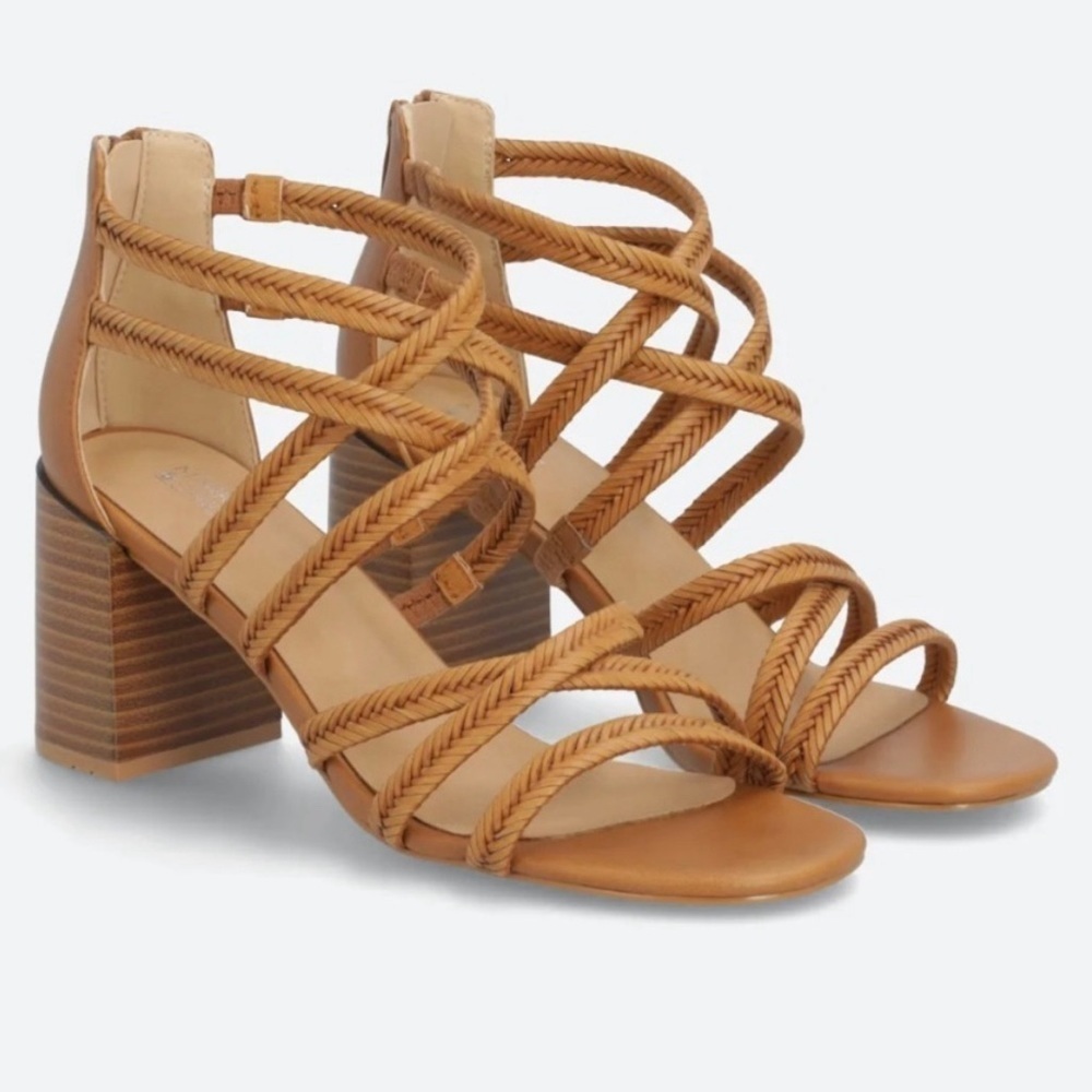 Market Spruce NWT Paloma braided strappy sandals size 10 cognac brown Boho block